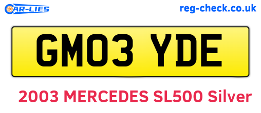 GM03YDE are the vehicle registration plates.