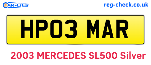 HP03MAR are the vehicle registration plates.