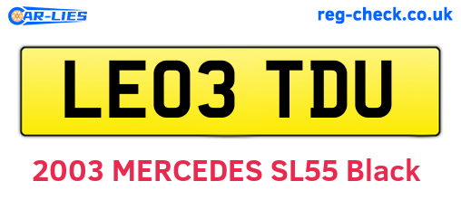 LE03TDU are the vehicle registration plates.