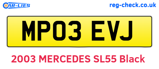 MP03EVJ are the vehicle registration plates.