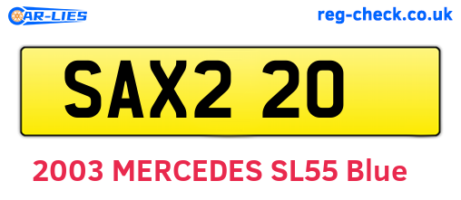 SAX220 are the vehicle registration plates.