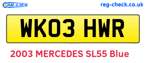 WK03HWR are the vehicle registration plates.