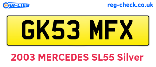GK53MFX are the vehicle registration plates.