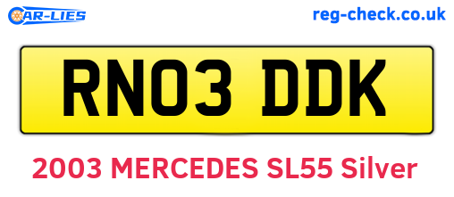 RN03DDK are the vehicle registration plates.