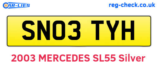SN03TYH are the vehicle registration plates.