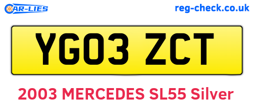 YG03ZCT are the vehicle registration plates.
