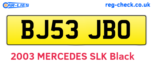 BJ53JBO are the vehicle registration plates.