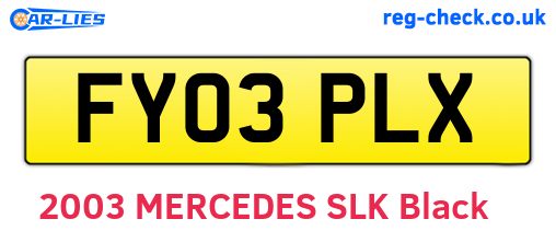 FY03PLX are the vehicle registration plates.