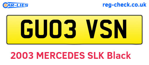 GU03VSN are the vehicle registration plates.
