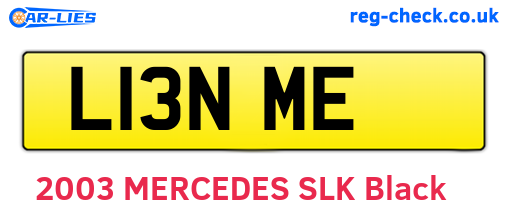 L13NME are the vehicle registration plates.