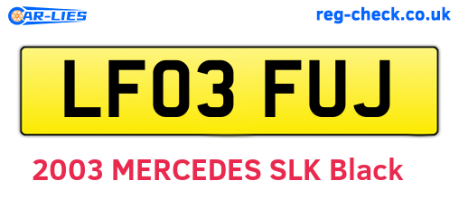 LF03FUJ are the vehicle registration plates.