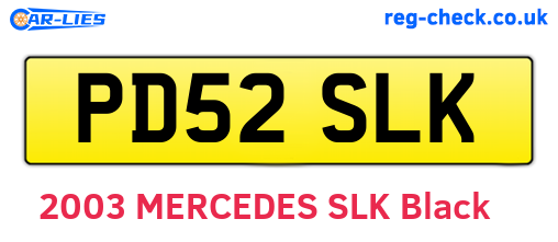 PD52SLK are the vehicle registration plates.