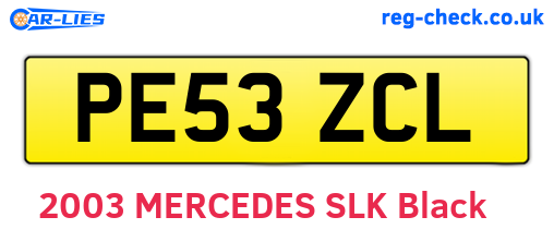 PE53ZCL are the vehicle registration plates.
