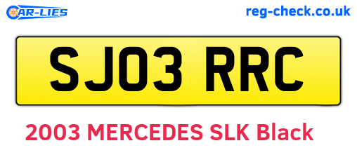 SJ03RRC are the vehicle registration plates.