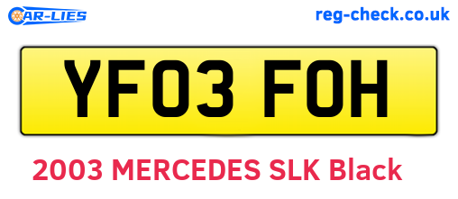 YF03FOH are the vehicle registration plates.