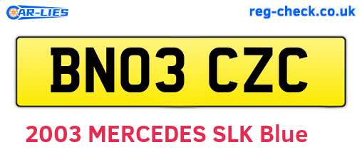 BN03CZC are the vehicle registration plates.