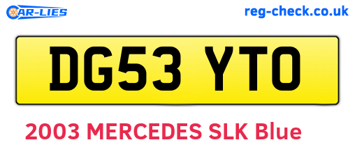 DG53YTO are the vehicle registration plates.