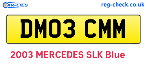 DM03CMM are the vehicle registration plates.