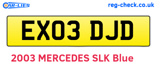 EX03DJD are the vehicle registration plates.