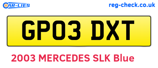 GP03DXT are the vehicle registration plates.