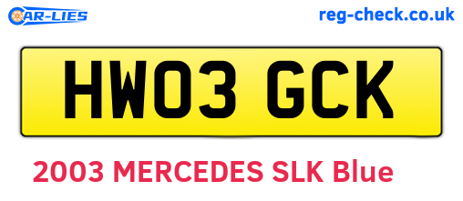 HW03GCK are the vehicle registration plates.