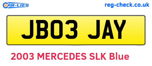 JB03JAY are the vehicle registration plates.