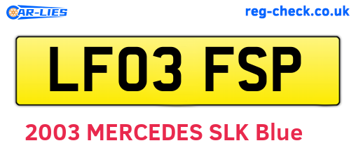 LF03FSP are the vehicle registration plates.