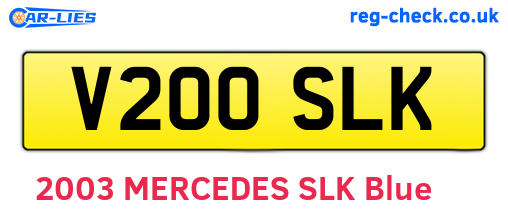 V200SLK are the vehicle registration plates.
