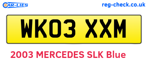 WK03XXM are the vehicle registration plates.