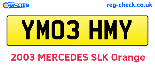 YM03HMY are the vehicle registration plates.