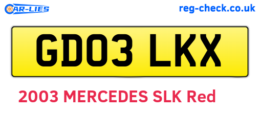 GD03LKX are the vehicle registration plates.