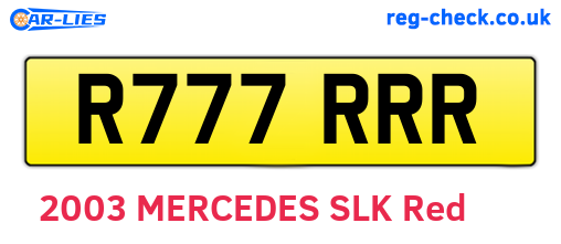 R777RRR are the vehicle registration plates.