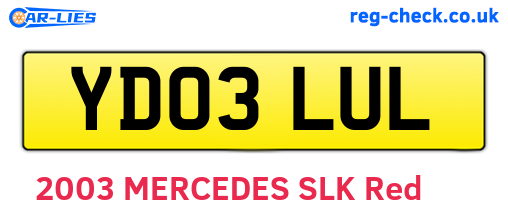 YD03LUL are the vehicle registration plates.