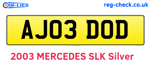 AJ03DOD are the vehicle registration plates.