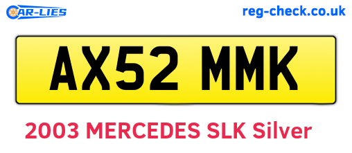 AX52MMK are the vehicle registration plates.