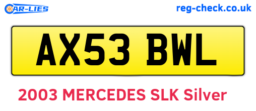 AX53BWL are the vehicle registration plates.