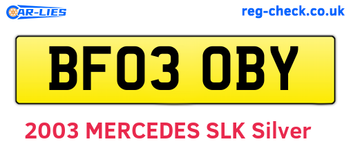 BF03OBY are the vehicle registration plates.