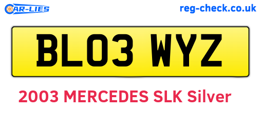 BL03WYZ are the vehicle registration plates.