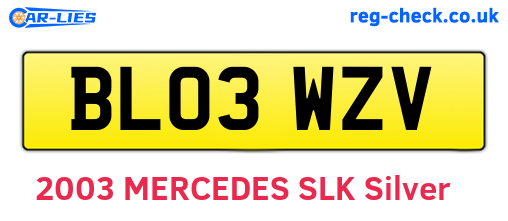 BL03WZV are the vehicle registration plates.