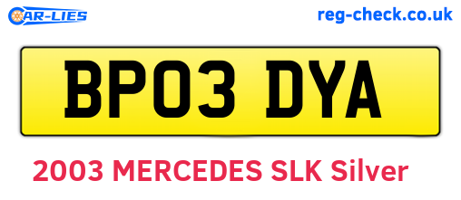 BP03DYA are the vehicle registration plates.