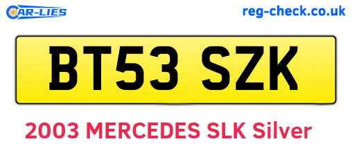 BT53SZK are the vehicle registration plates.