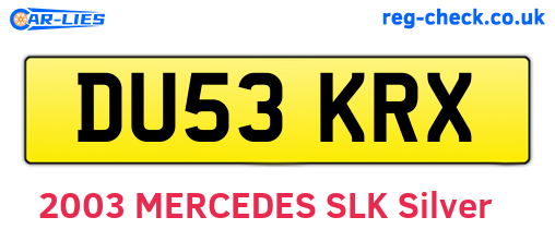 DU53KRX are the vehicle registration plates.