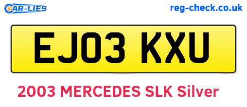 EJ03KXU are the vehicle registration plates.