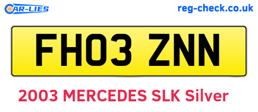 FH03ZNN are the vehicle registration plates.