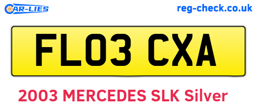 FL03CXA are the vehicle registration plates.