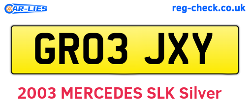 GR03JXY are the vehicle registration plates.