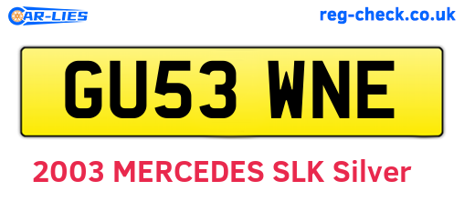 GU53WNE are the vehicle registration plates.