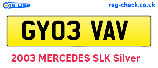 GY03VAV are the vehicle registration plates.