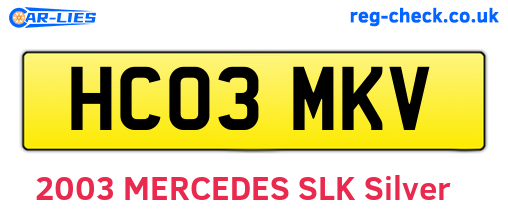 HC03MKV are the vehicle registration plates.