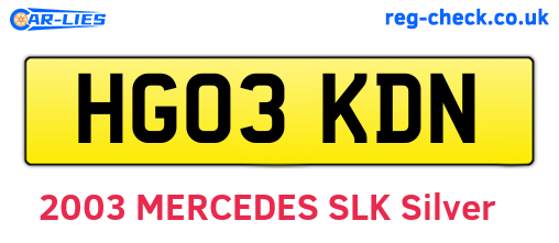 HG03KDN are the vehicle registration plates.